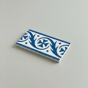 RARE American Encaustic Blue Border Tile | Vintage Collectible | Arts & Crafts